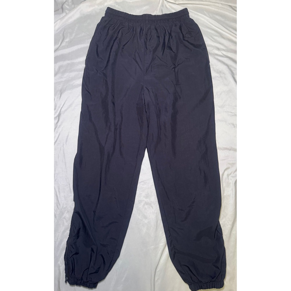 Champion Vintage Y2K Nylon Track Pants Mens Medium Navy Blue‎ Baggy Streetwear